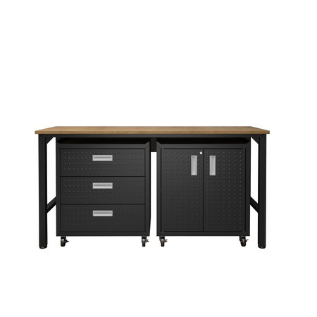 MANHATTAN COMFORT 3-Piece Fortress Mobile Space-Saving Garage Cabinet and Worktable 3.0 16GMC-CH